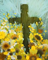 Malowanie po Numerach Krzyż Chrześcijański Kwiatowy 40x50 cm