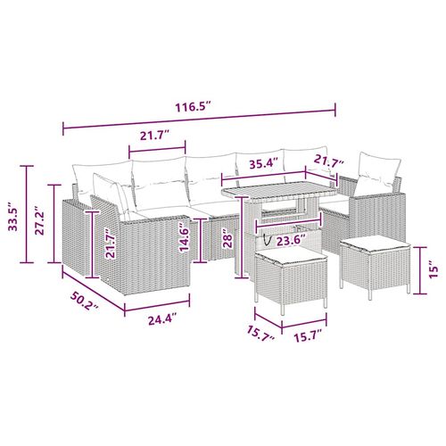 Zestaw Sof na Ogród 10 pcs Czarny polirattan na Arena.pl