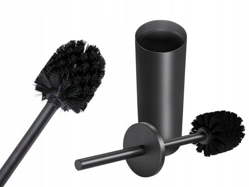 SZCZOTKA TOALETOWA WC STOJĄCA STALOWA CZARNA ZAMYKANA na Arena.pl