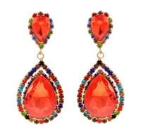 kolczyki długie , ozdobne w kolorze czerwonym i multikolor