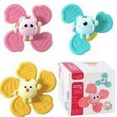 3x FIDGET SPINNER DLA NIEMOWLĄT SENSORYCZNA WIRUJĄCA PRZYSSAWKA GRZECHOTKA
