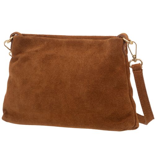 VERA PELLE torebka damska zamszowa listonoszka z paskiem V687 brązowa na Arena.pl