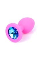plug-jewellery pink silicon plug small- light blue diamond