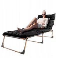 Łóżko turystyczne składane polowe biwakowe ogrodowe biznesowe 193 cm czarny