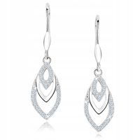 Kolczyki srebrne wiszące z cyrkoniami srebro próba 925 długie kolczyki