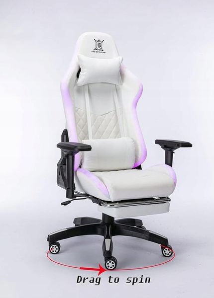 FOTEL GAMINGOWY BIUROWY WYGODNY KRZESŁO GRACZA OBROTOWY +RGB LED I PODNÓŻEK zdjęcie 15