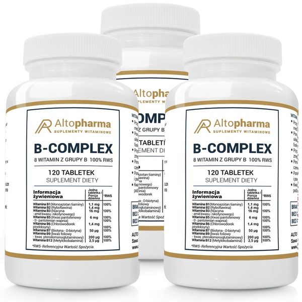 WITAMINA B Complex B1 B2 B3 B5 B6 B7 B9 B12 3x120t zdjęcie 1