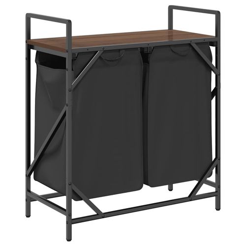 Kosz na pranie 2 przegrody z półką, brązowy dąb na Arena.pl