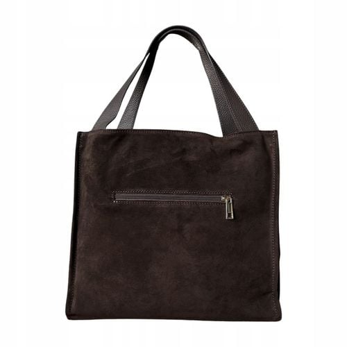 Czekoladowa zamszowa torebka shopper brązowa ZAMSZ NATURALNY Vera Pelle na Arena.pl