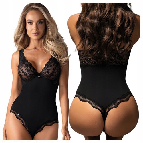 Body Damskie Z Koronką z Koronką Na Fiszbinach Obsessive L/XL Luvae Czarne na Arena.pl