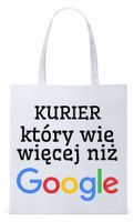 Dla Kuriera Dostawcy Torba Eco Biała Shopper Z Nadrukiem Ze Zdjęciem