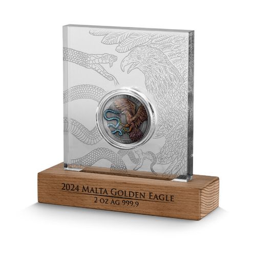 Malta: Golden Eagle 2 uncje Srebra 2024 High Relief Antiqued Coin na Arena.pl