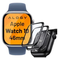 szkło hybrydowe do apple watch 10 46mm alogy 3d glass z czarną ramką