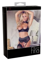 abierta fina komplet koronkowy 85b/l - biustonosz i stringi z paskami