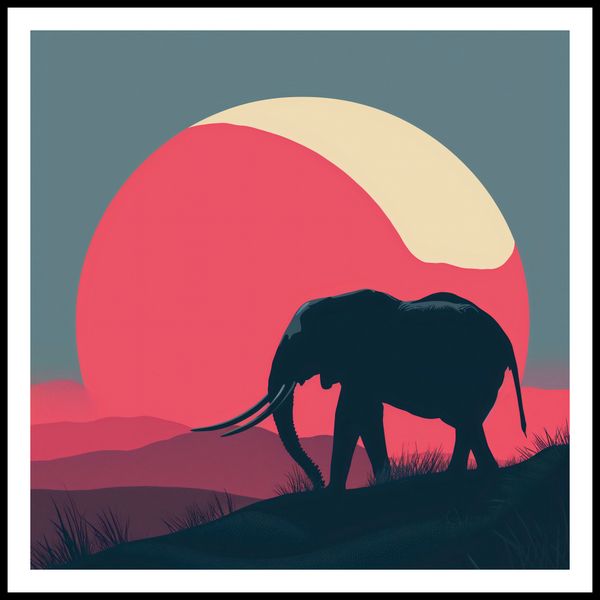 Plakat 70x70cm Słoń przy Czerwieni zdjęcie 3