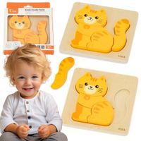 DLA DZIECI UROCZE DREWNIANE PUZZLE Z KOTEM