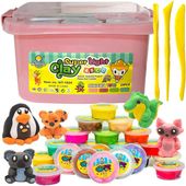Magiczna Plastelina masa Clay PIANKOLINA ZESTAW 24 SZTUK +WALIZKA+AKCESORIA
