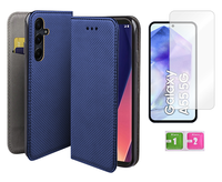 Etui z klapką do SAMSUNG GALAXY A55 5G pokrowiec niebieski + szkło na ekran