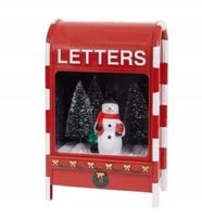 Skrzynka pocztowa z diodami LED, śniegiem i muzyką - ozdoba Świąteczna