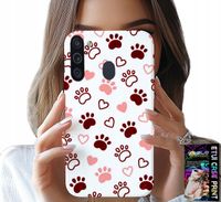 ETUI DO SAMSUNG GALAXY A21 - PSIE ŁAPKI NA BIAŁYM TLE, PIES, KOT, MIŚ