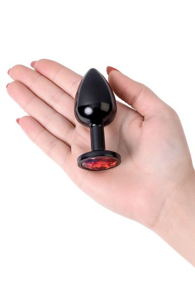 Black Anal Plug Toyfa Metal,With A Ruby Colored Gem zdjęcie 6