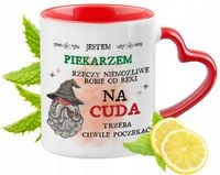 Kubek Dla Piekarza Czerwony Z Uszkiem W Kształcie Serca Na Prezent