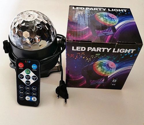 Kula dyskotekowa Disco Ball RGB LED reflektor sound active + pilot na Arena.pl
