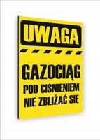 Tabliczka znak informacyjny nadruk UV dibond 30x20 gazociąg pod ciśnieniem