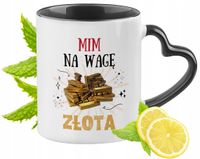 Kubek Czarny Z Uszkiem W Kształcie Serca Dla Mima Idealny Na Prezent