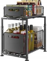 ORGANIZER POD ZLEW 2 POZIOMOWY WYSUWANY CZARNY REGAŁ KUCHENNY PÓŁKA METAL