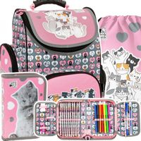 TORNISTER SZKOLNY DLA DZIEWCZYNKI Z KOTKAMI CLEO & FRANK KOTKI 3 części