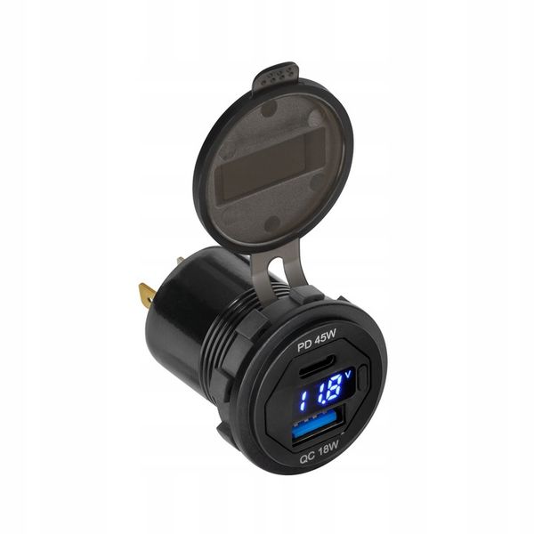 Ładowarka samochodowa USB+USB typu C Quick Charge Power Delivery 63W zdjęcie 2