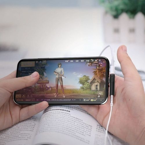 Adapter Audio Baseus L43 Lightning do Mini Jack 3.5mm + Lightning (czerwony) na Arena.pl