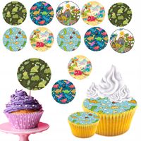 OPŁATEK na BABECZKI MUFFINKI zestaw na urodziny 12szt. - DINOZAURY DINO