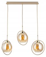 Lampa Wisząca Galaxy Beżowo-złota 3xE27 85cm Szklana Nowoczesny Salon Taupe