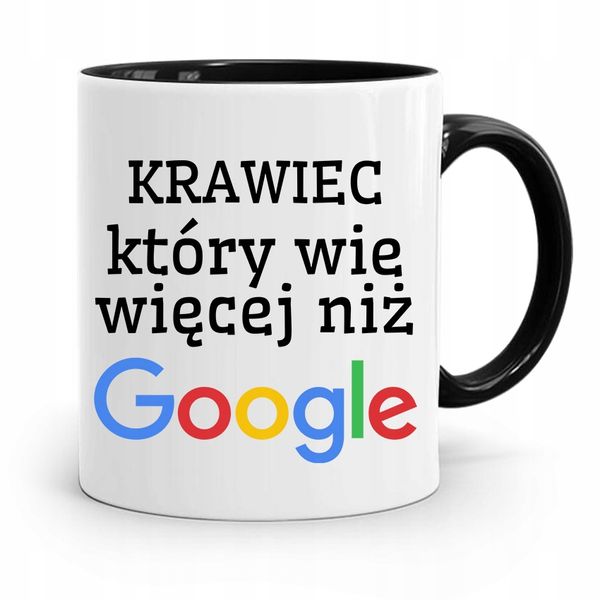 Kubek Czarny Krawca Który Wie Więcej Niż Google Z Nadrukiem Ze Zdjęciem zdjęcie 1