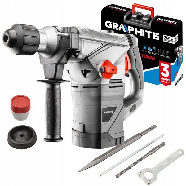 GRAPHITE MŁOT UDAROWY SDS+ 1500W 58G862 4,5J WALIZKA OSPRZĘT DŁUTO WIERTŁO zdjęcie 8