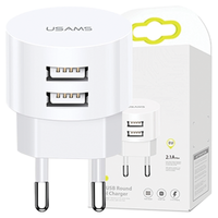 usams ład. siec. 2xusb t20 2,1a round(only head) biały/white fast