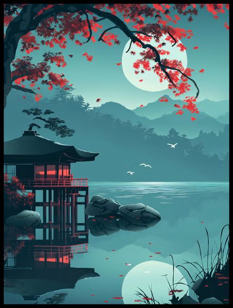 Plakat 60x80cm Japoński Pawilon zdjęcie 2