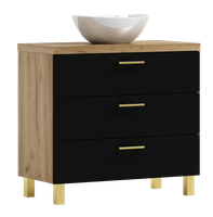 Szafka łazienkowa ROMA 60  czarny/dąb craft złoty z umywalką Eliza B (W5)