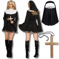 STRÓJ ZAKONNICY KOSTIUM ZALOTNA ZAKONNICA HABIT KORNET KRZYŻ COSPLAY