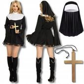 STRÓJ ZAKONNICY KOSTIUM ZALOTNA ZAKONNICA HABIT KORNET KRZYŻ COSPLAY