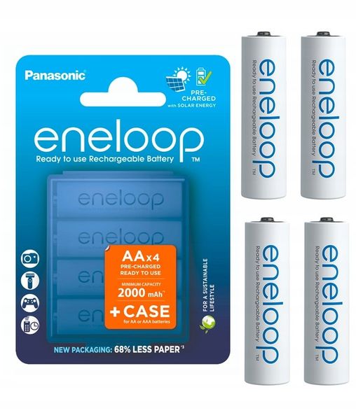 4x AKUMULATORKI ENELOOP AA PALUSZKI 2000 mAh +CASE (PUDEŁKO) JAPOŃSKIE zdjęcie 1