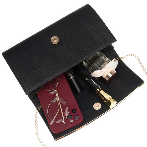 czarna, wizytowa torebka damska wykonana z tkaniny syntetycznej - rovicky na Arena.pl