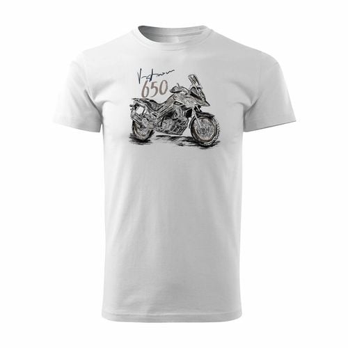 Koszulka z motocyklem na motor Suzuki V-strom Vstrom DL 650 XT męska biała REGULAR L na Arena.pl