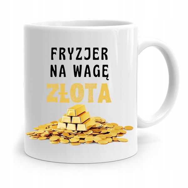 Kubek Dla Fryzjera Barbera Fryzjer Na Wagę Złota Z Nadrukiem Ze Zdjęciem zdjęcie 1