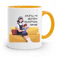 Dla Niani Opiekunki Kubek Żółty Na Prezent Z Nadrukiem Ze Zdjęciem