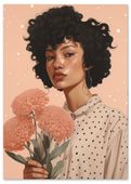 Plakat portret kobieta bukiet 70x100 cm