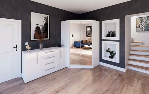 Szafa przesuwna NAROŻNA PARIS lustro na froncie na Arena.pl