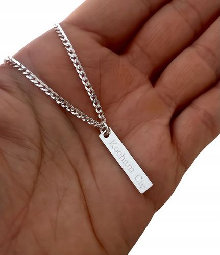 Łańcuszek męski srebrny 925 pancerka 50 cm z blaszką i grawerem na prezent na Arena.pl